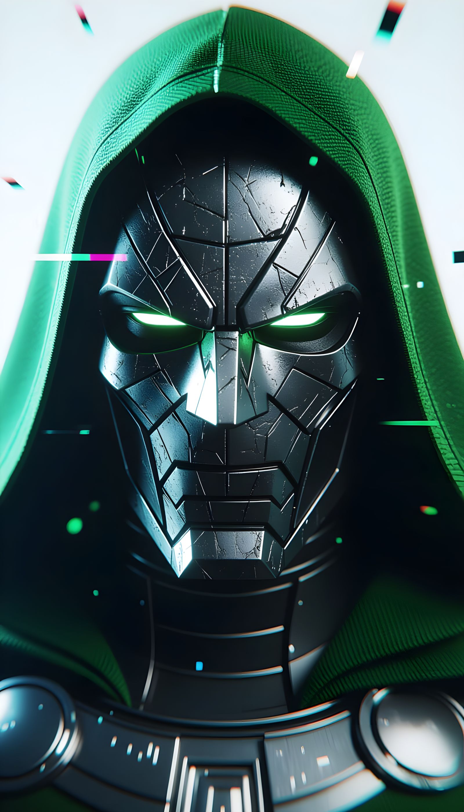 Doctor Doom: Cyberpunk Glitch Art Portrait