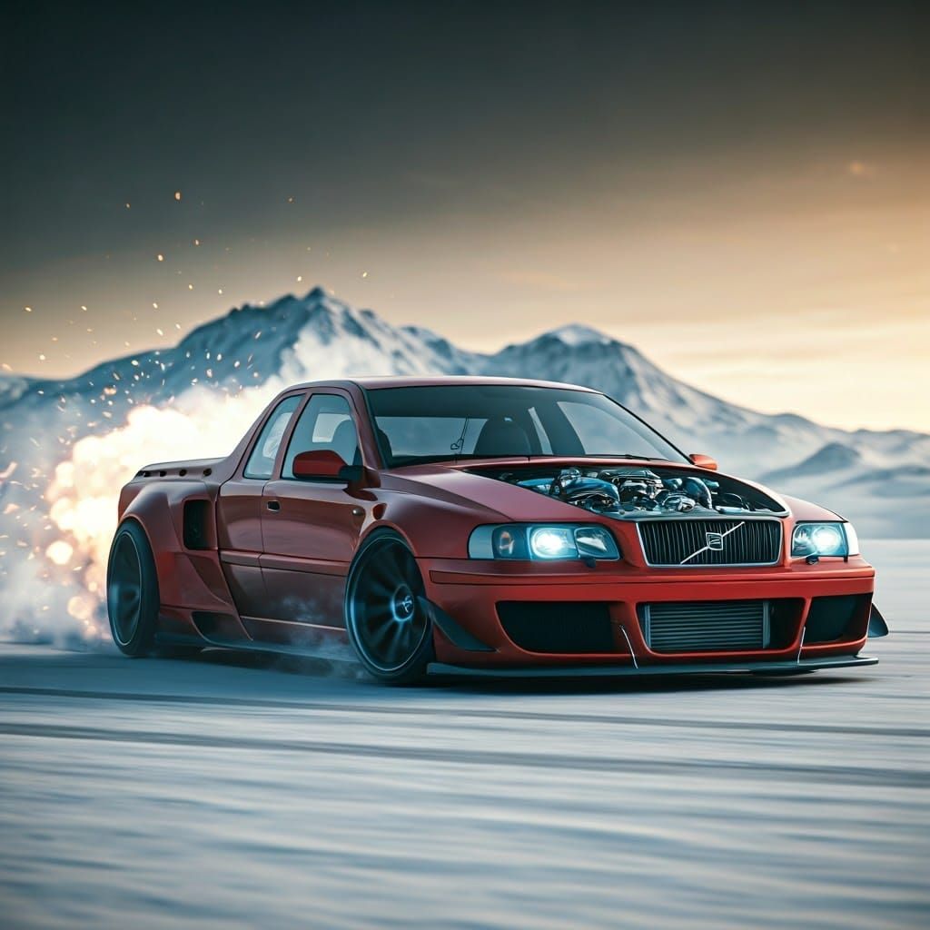 1999 Red Volvo S70 Pick-up Ute in Sci-Fi Drift Mode