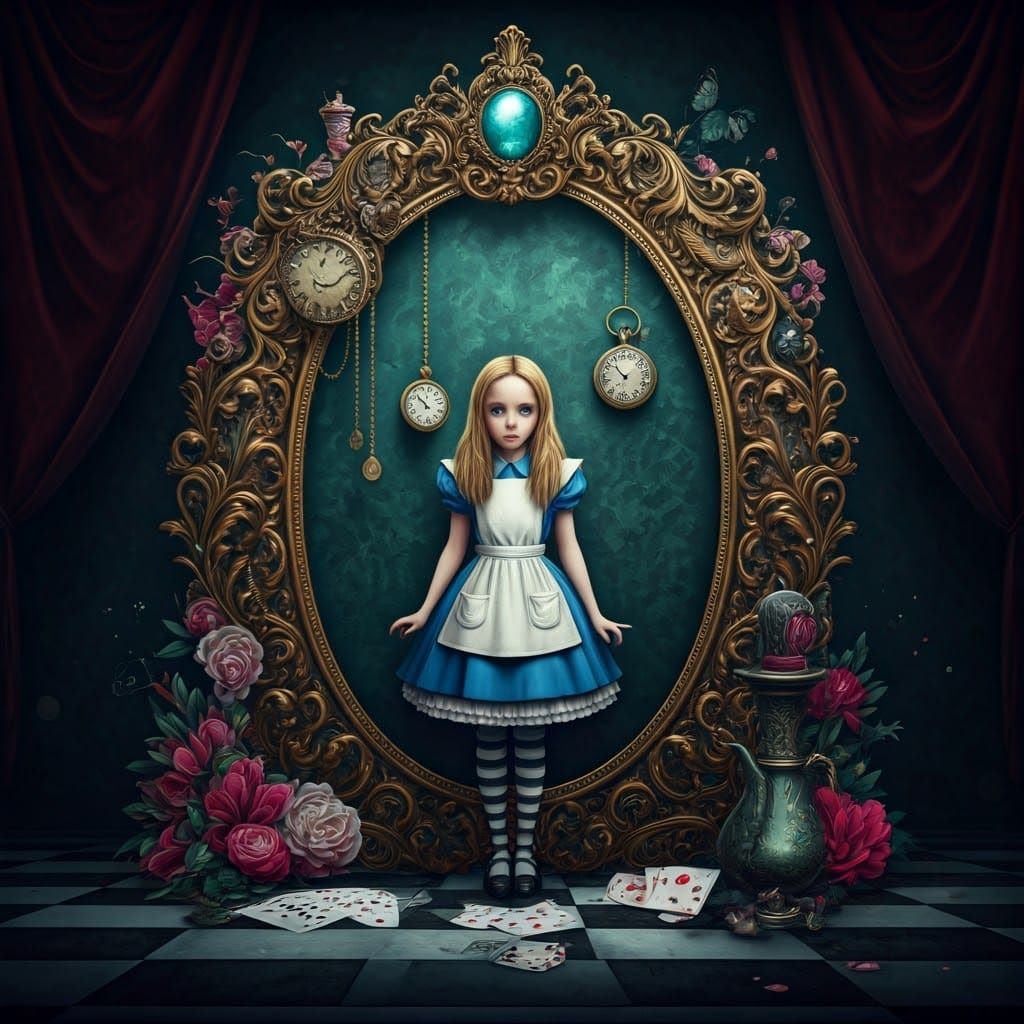 Alice in Wonderland Portal in Pop Surrealism Style