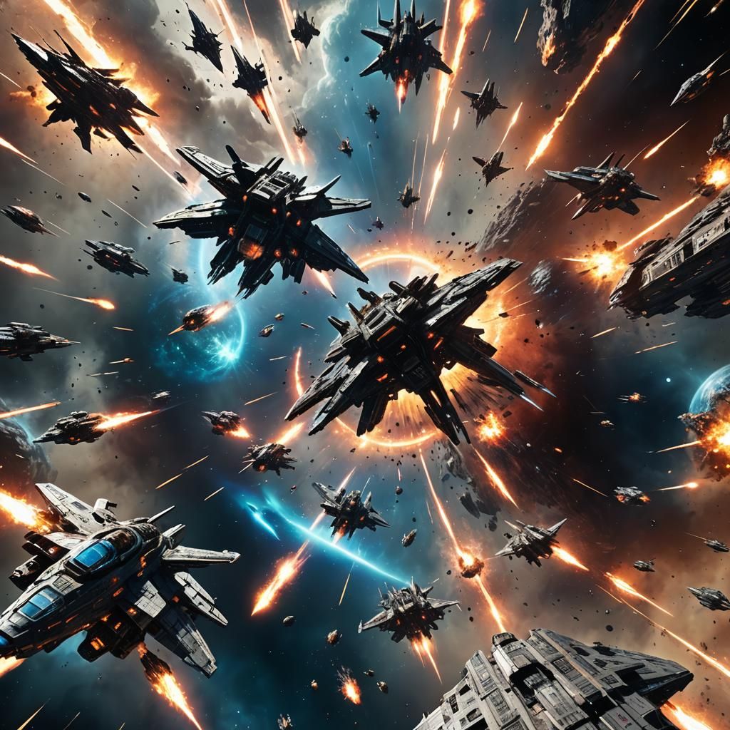 Epic Space Battle with Futuristic Ships