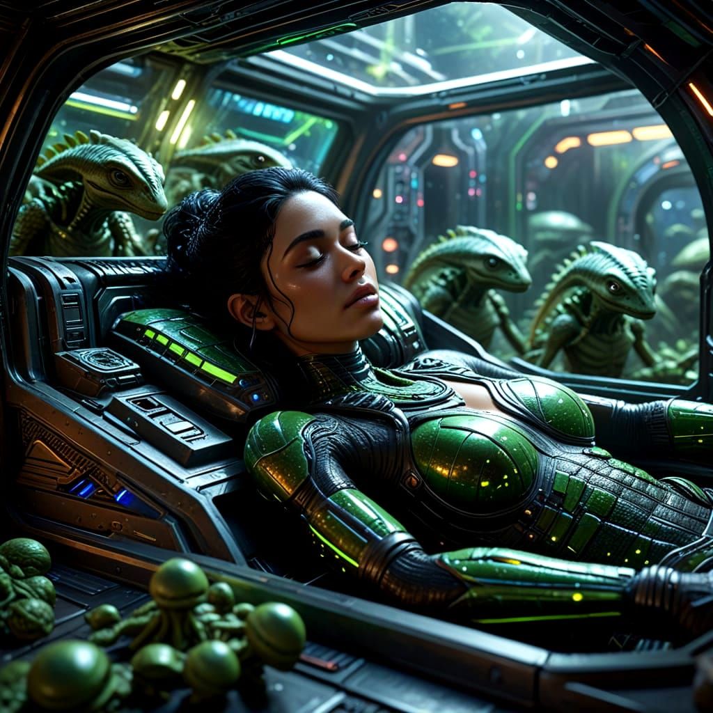 Sleeping Beauty in Sci-Fi Hibernation Tank