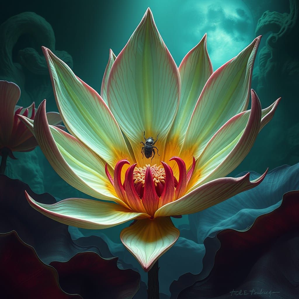 Carnivorous Lotus from a Futuristic Venusian Landscape