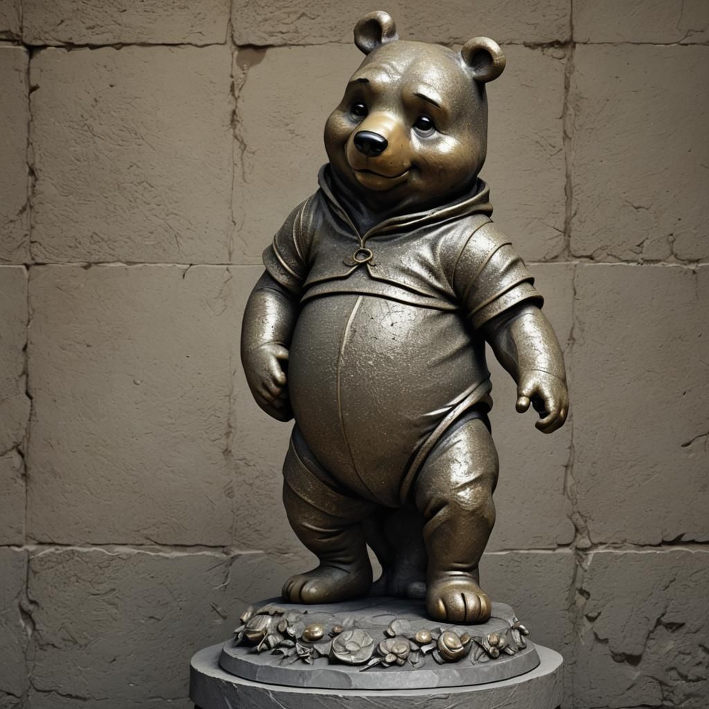 Winnie the Pooh as Greek Sculpture in Chiaroscuro