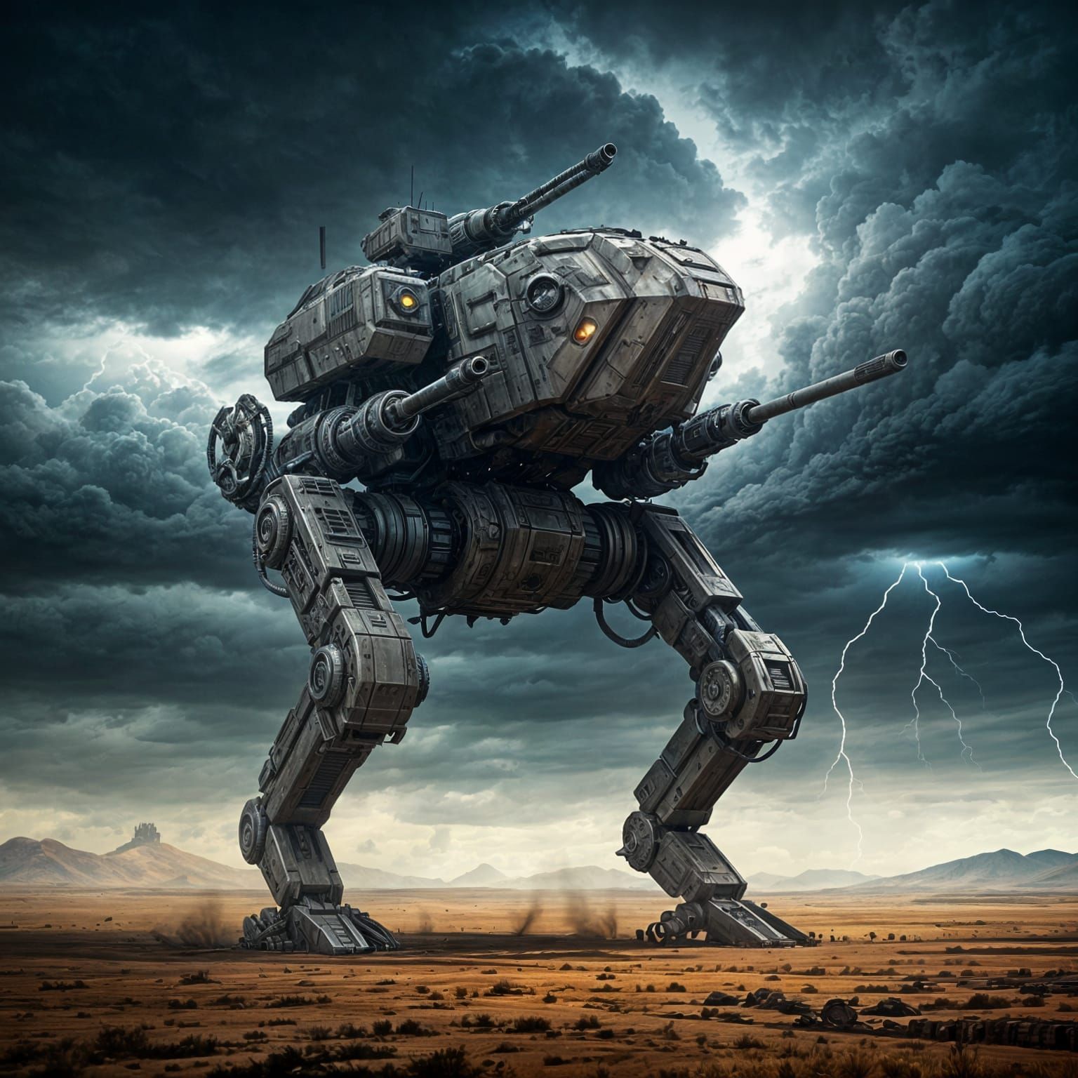 Epic Mechanical Carrier Battles Prehistoric Creatures in a D...