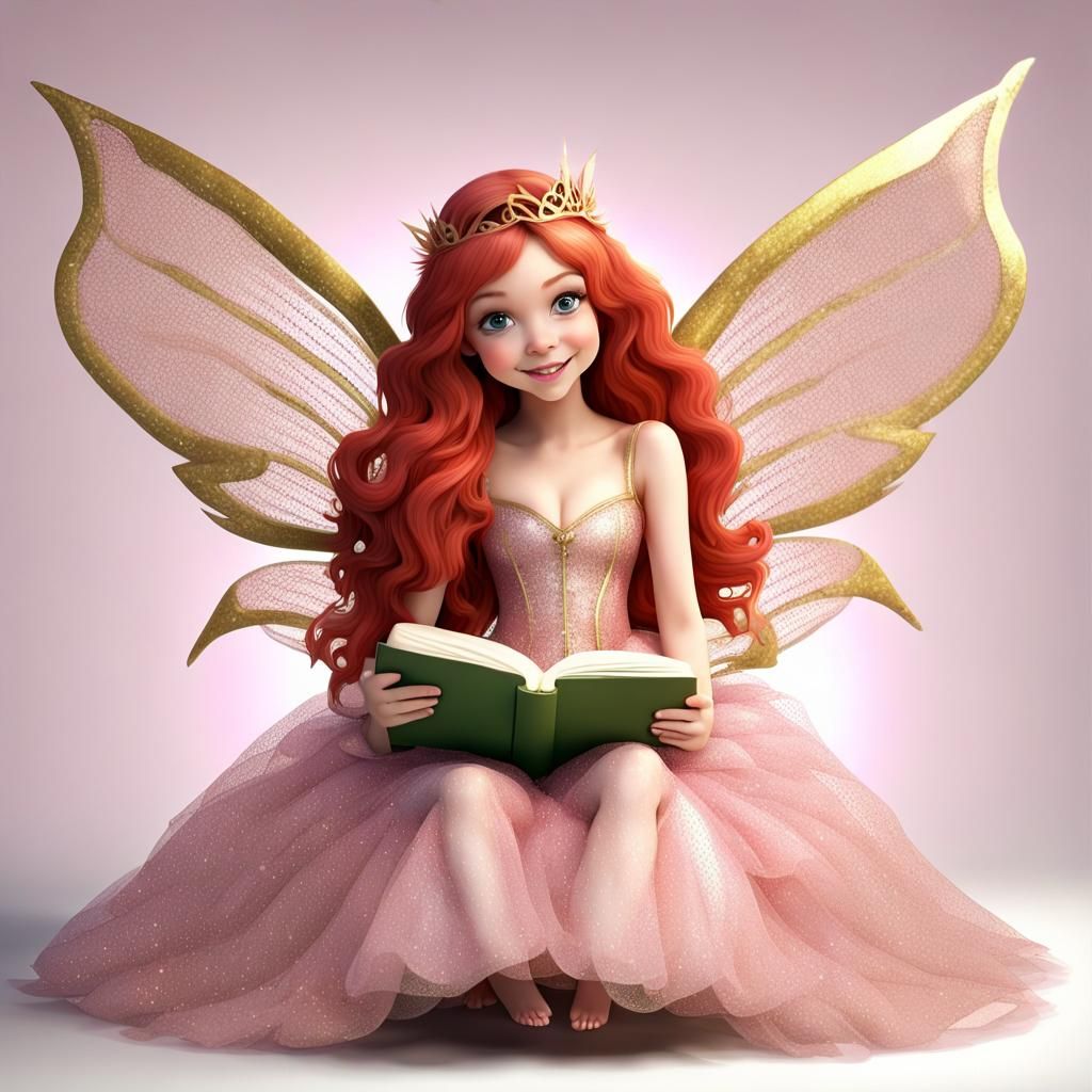 Beautiful Fairy with Storybook in 3D Clipart