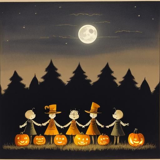 Halloween Night: Nostalgic Animation Under the Moon