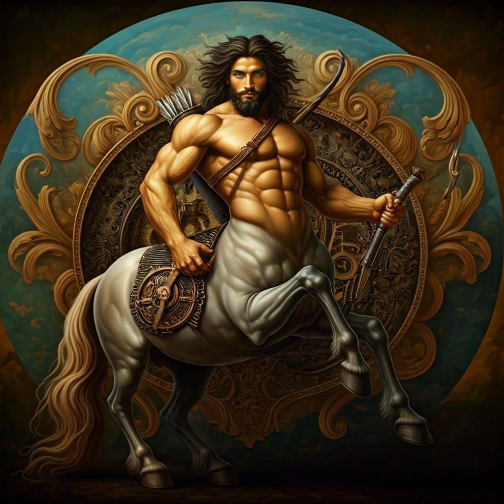 Centaur with Bow in Baroque Steampunk Style