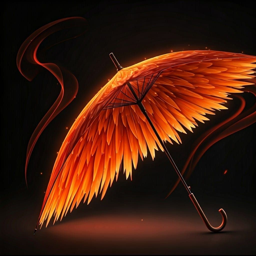 An umbrella made of fiery phoenix feathers