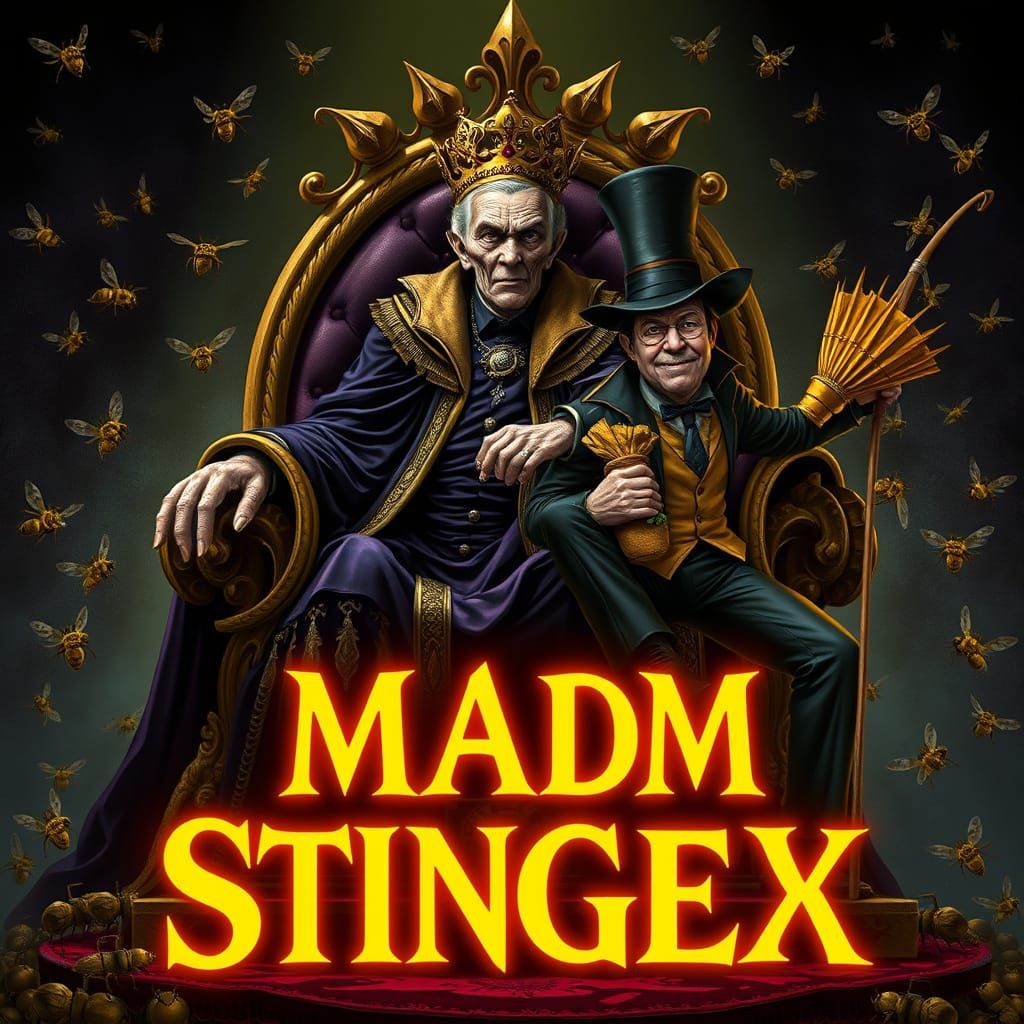 Madam Stinger on Hive Throne, Villainous Digital Art