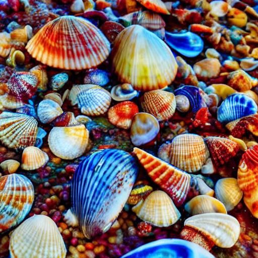 Hyperrealistic Seashell Vendor by the Seashore