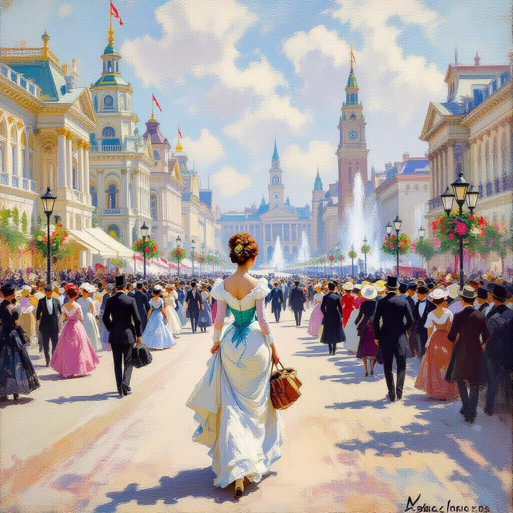 Woman at Chicago World's Fair as Impressionist Painting