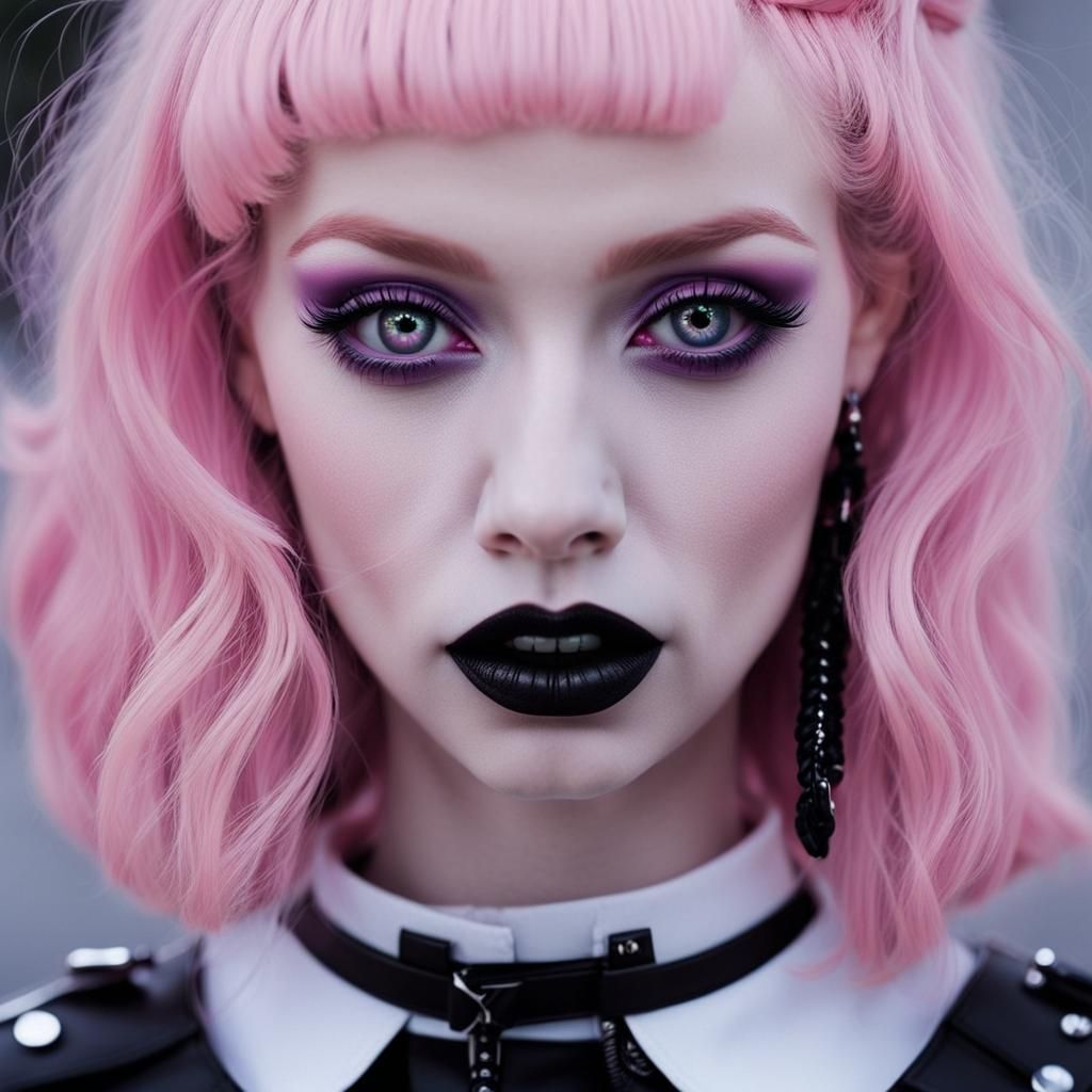 Pastel Goth Model in Haunted Lab Portrait