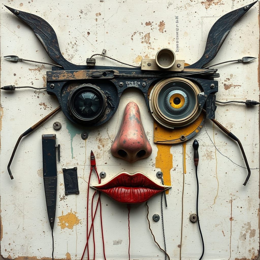 Grunge Eyes in Encaustic Mixed Media