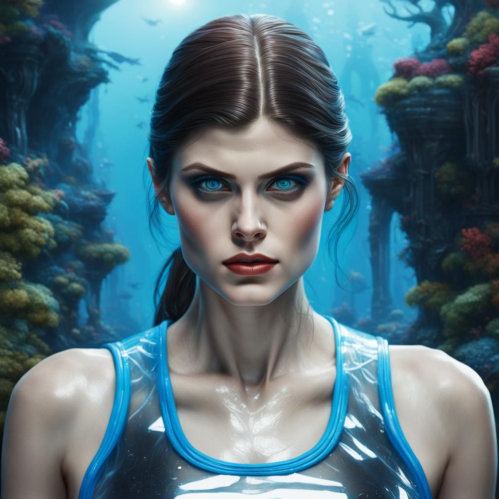Alexandra Daddario in Clear Vest: Digital Art Portrait