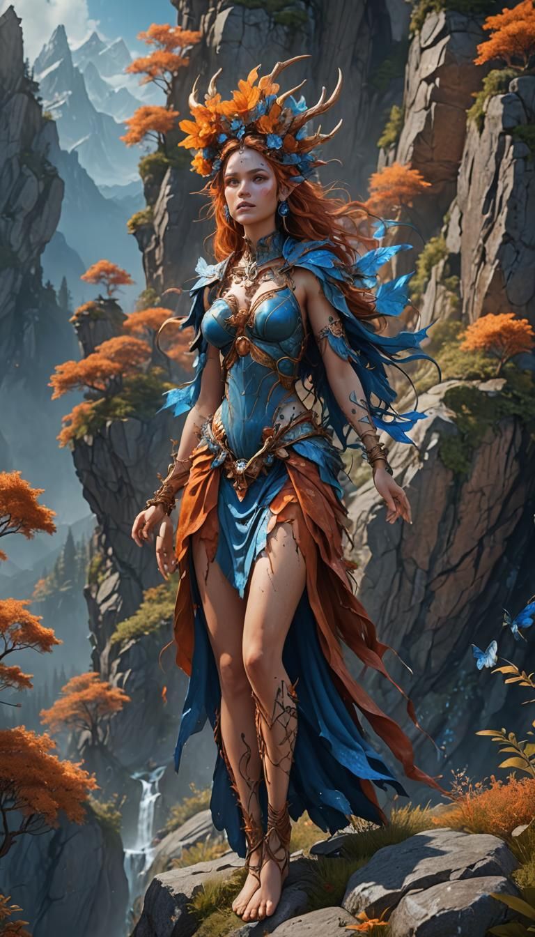 Magical Mountain Nymph in Summer Fantasy Art