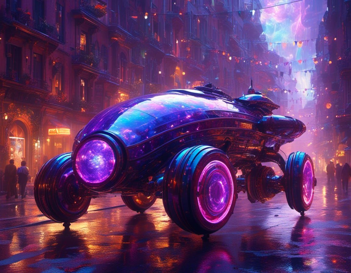 Android in Bubbly City: Magical Realist Sci-Fi Art