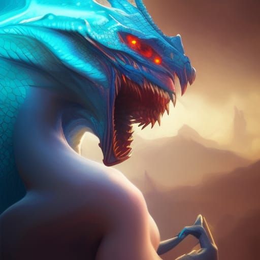 Hyperdetailed Dragon Portrait in Art Nouveau Style