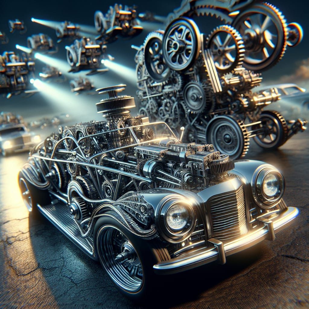 Gear-Based Car Cruises in Sci-Fi Cityscape