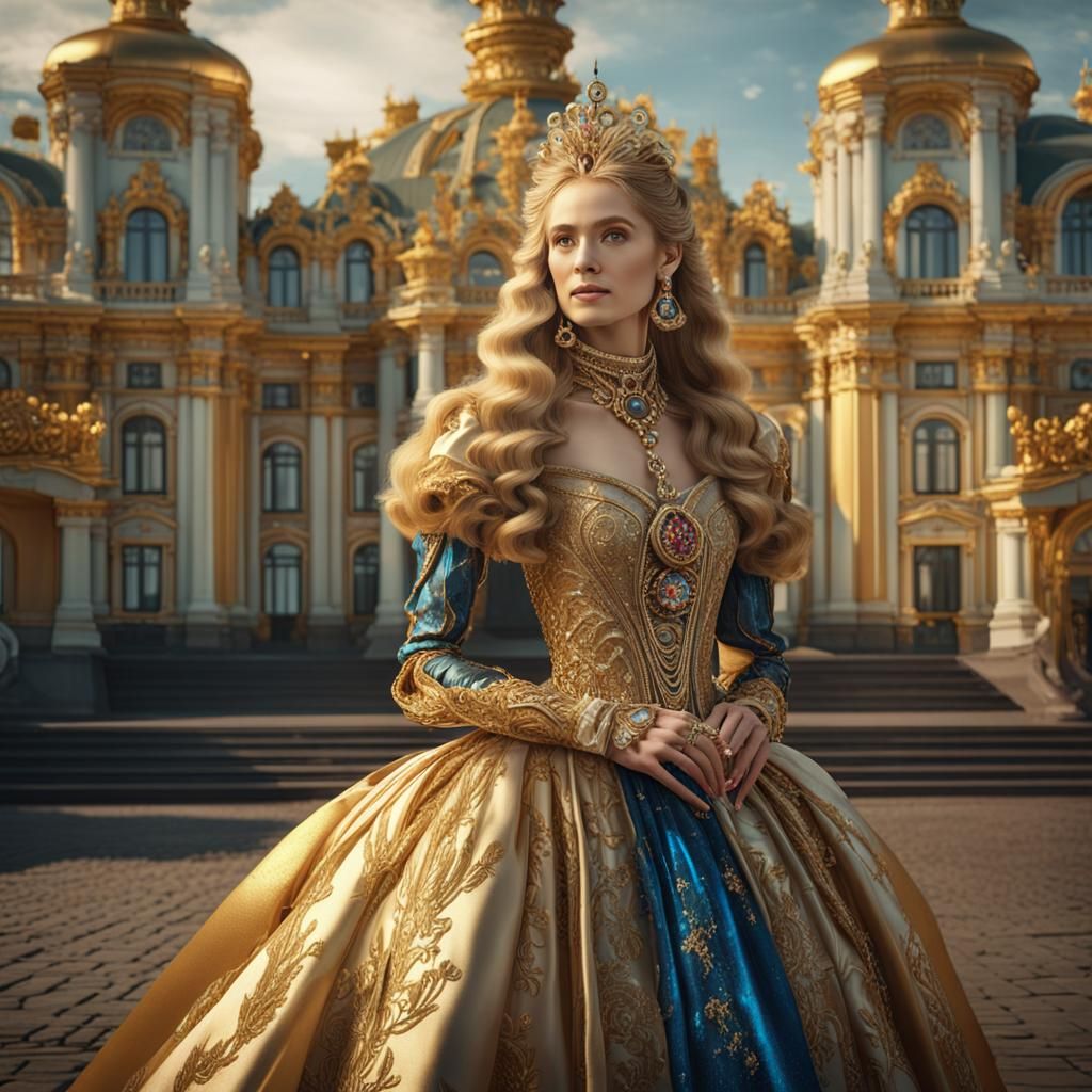 Russian Princess Portrait with Futuristic Jewelry