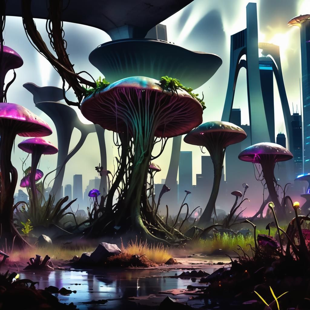 Apocalyptic Sci-Fi Cityscape near St. Louis Arch