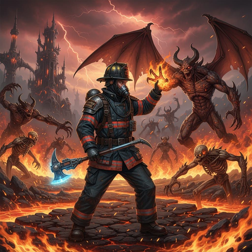 Firefighter Battles Demons in Hell
