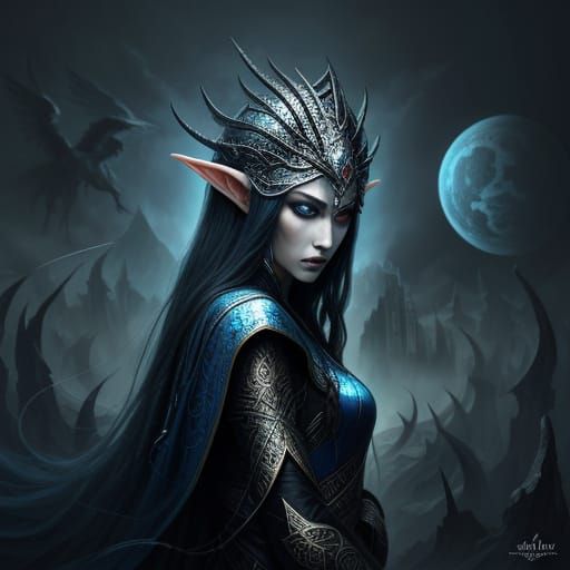 Hyper Realistic Elven Goddess of Sorrow and Melancholy
