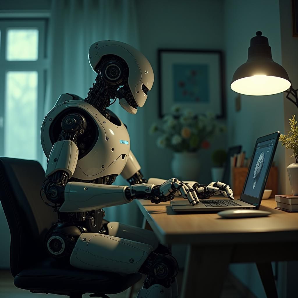 Robots Performing Home Tasks: Cinematic Film Still