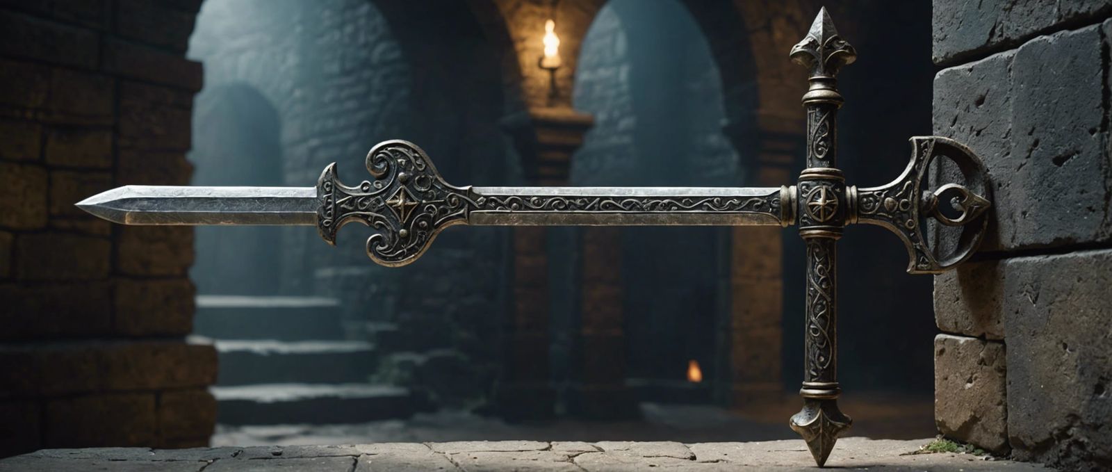 Magic Broadsword Key in Medieval Dungeon