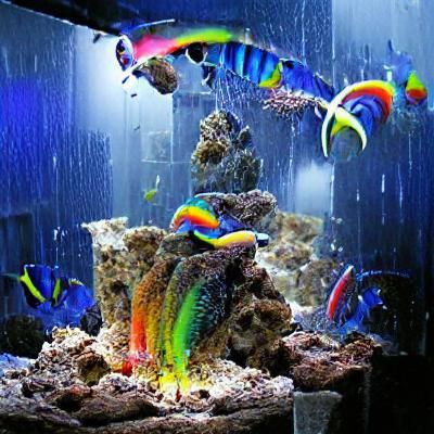 Colorful Saltwater Aquarium with Vibrant Coral