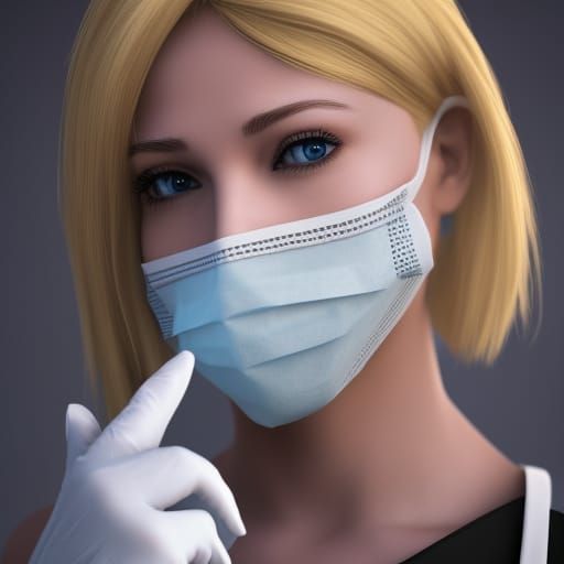 Blonde Dentist in Surgical Mask: 3D Game Cinematic