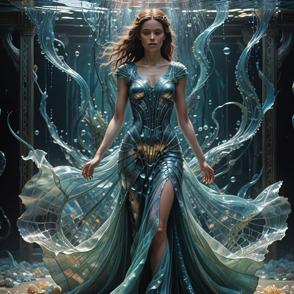 Glass Dress Resembles Ocean in Surreal Pastel Tones