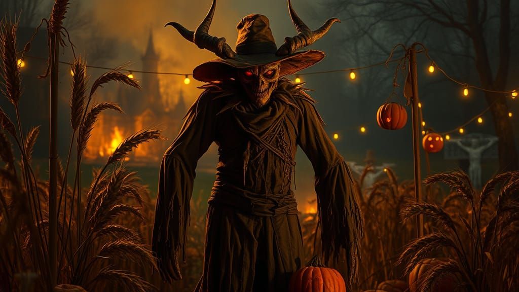 Terrifying Demon Scarecrow at Harvest Festival