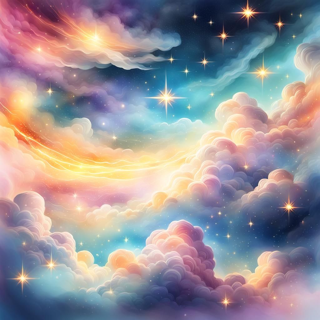 Vibrant Astral Illustration of Falling Stars