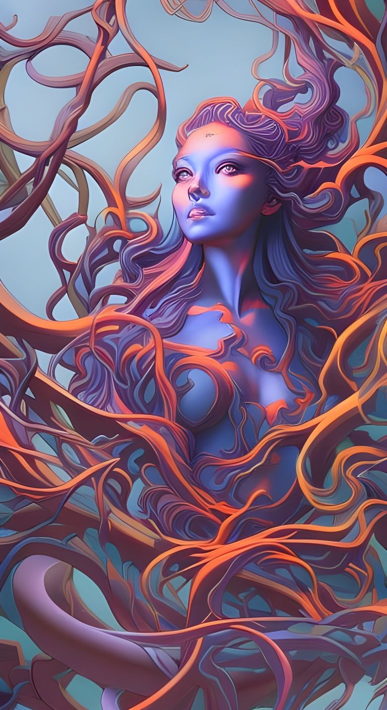 Woman Trapped in Sentient Vines: Hyperrealistic Art