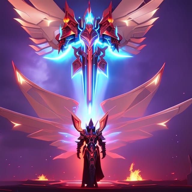 Futuristic Fire and Ice Archangel Knight in 8K