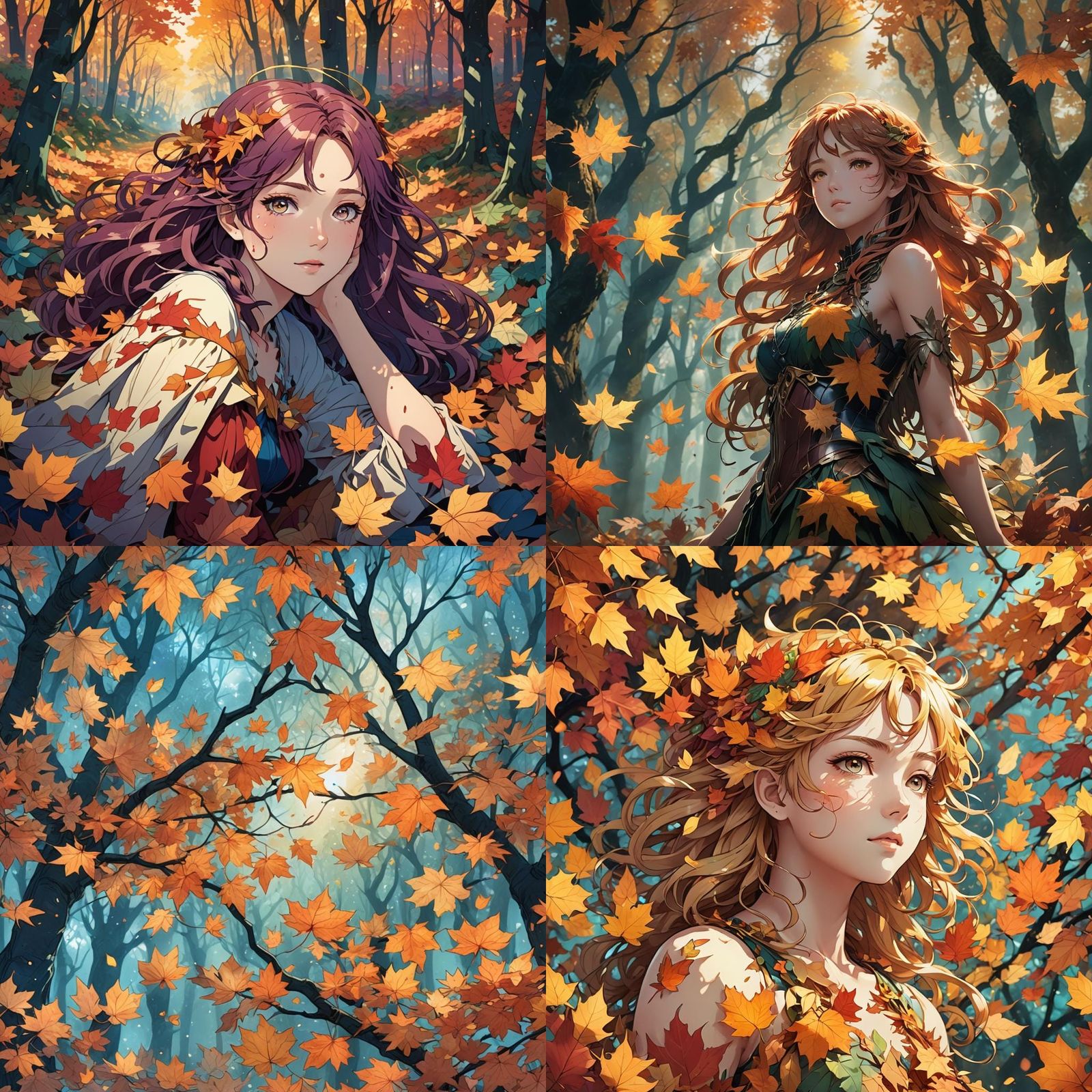 Autumn Nymph in Cel-Shaded Anime Style