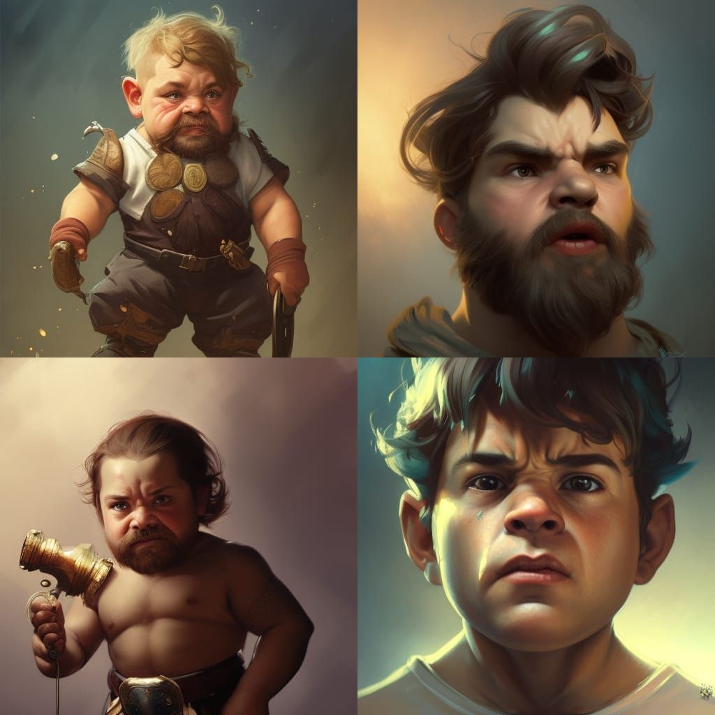 Puerto Rican Dwarf Boy Portrait in Hyperdetailed Style