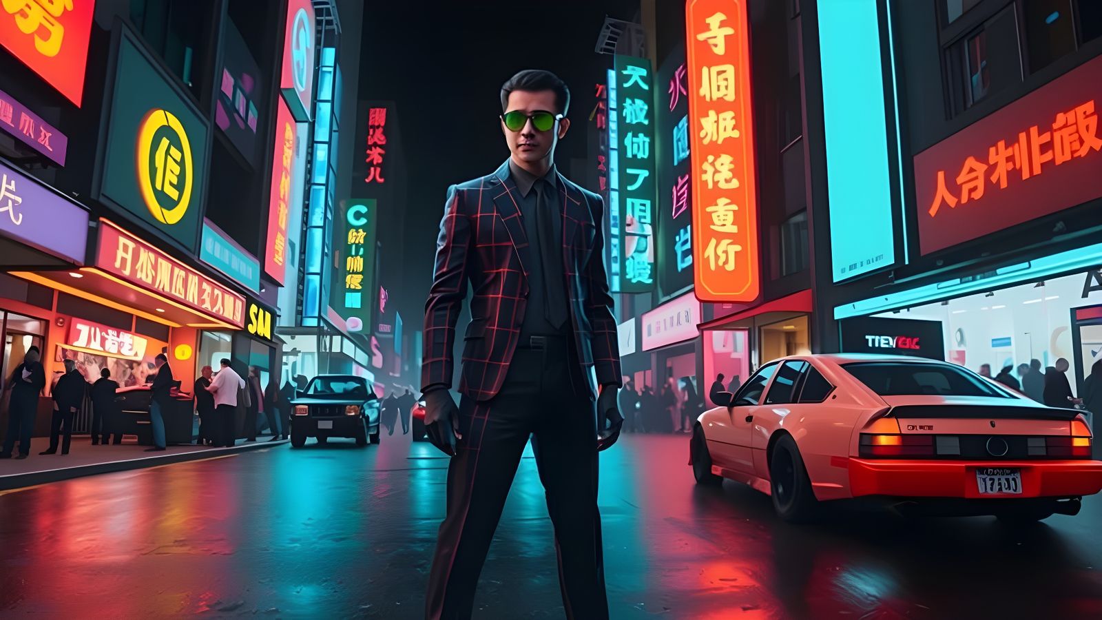Neon Cityscape Portrait of a Chinese Gang Boss