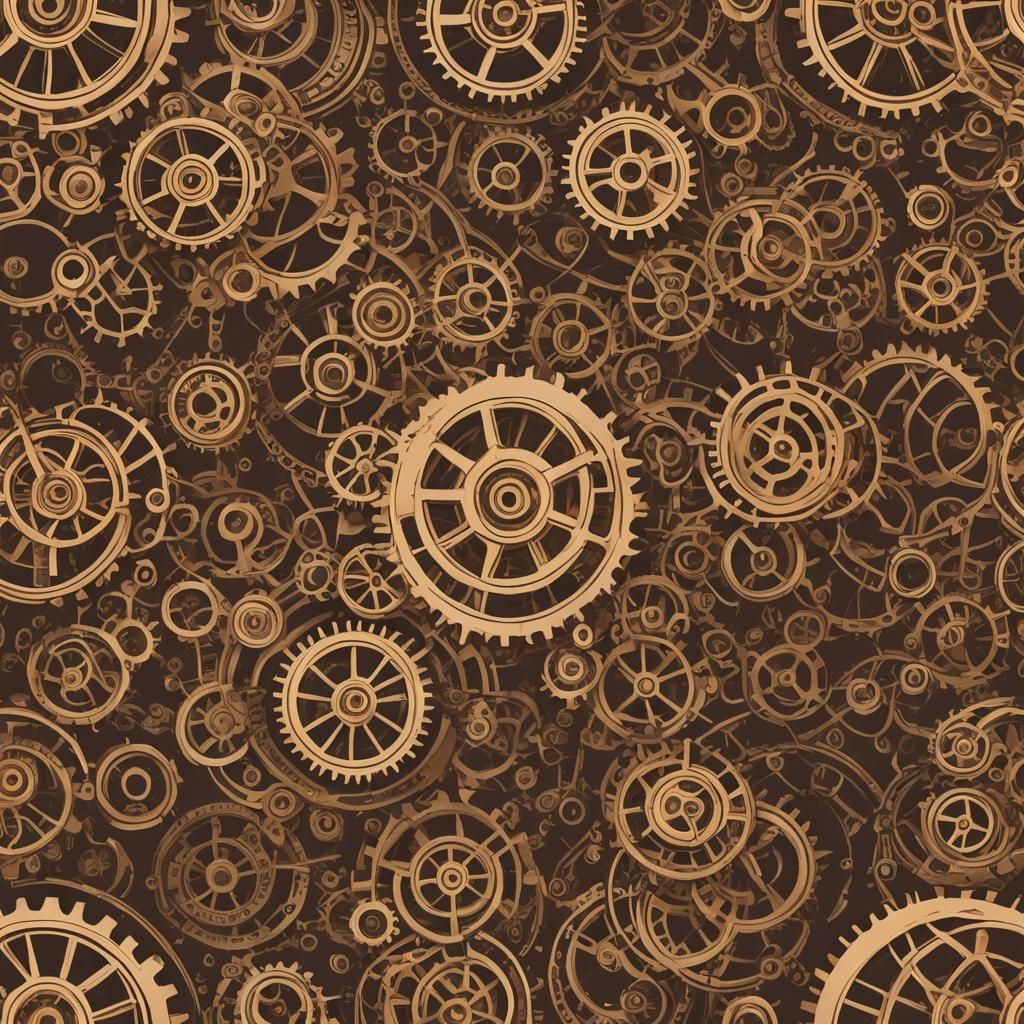 Steampunk Gears T-Shirt Graphic in Brass and Copper