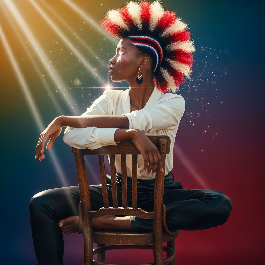 Striking Woman with Striped Mohawk in Photorealistic Style