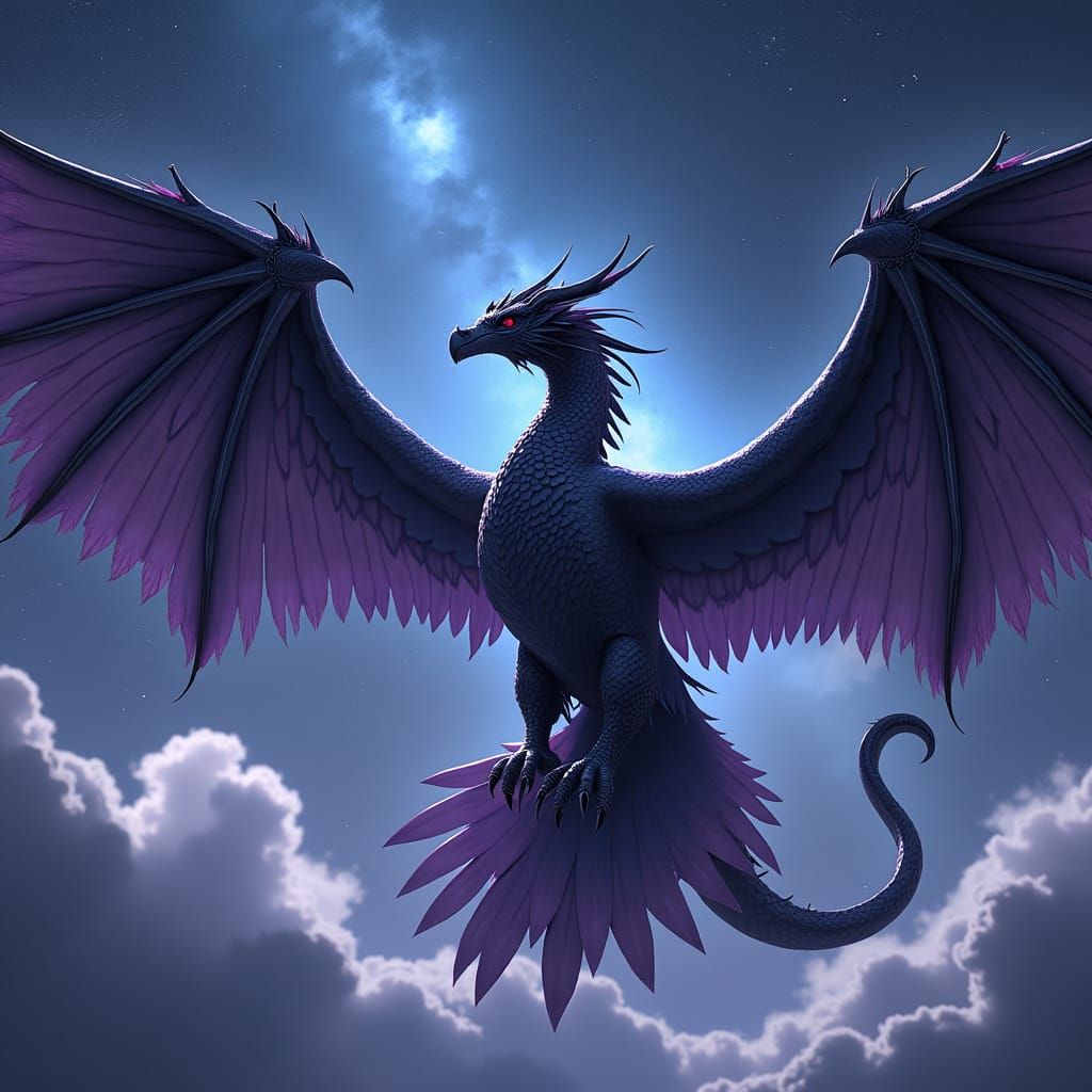 Dragon-like Bird in Space as 3D Anime Art