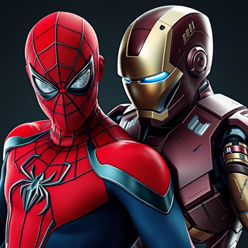 Spiderman and Iron Man in Hyper-Realistic Style
