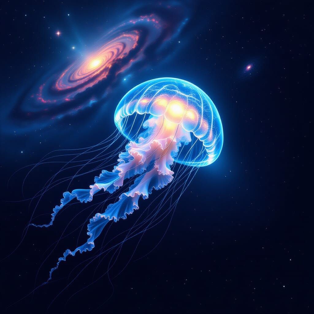 Bioluminescent Jellyfish in Cosmic Deep Space