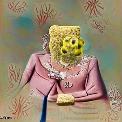 Queen Elizabeth II as a Sponge: AI Concept