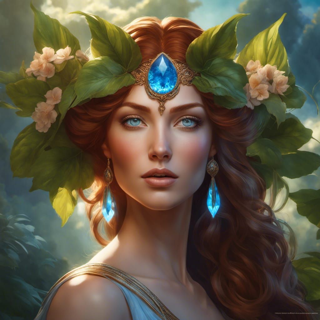 Gaia, Goddess of Earth Portrait in Gothic Art Style