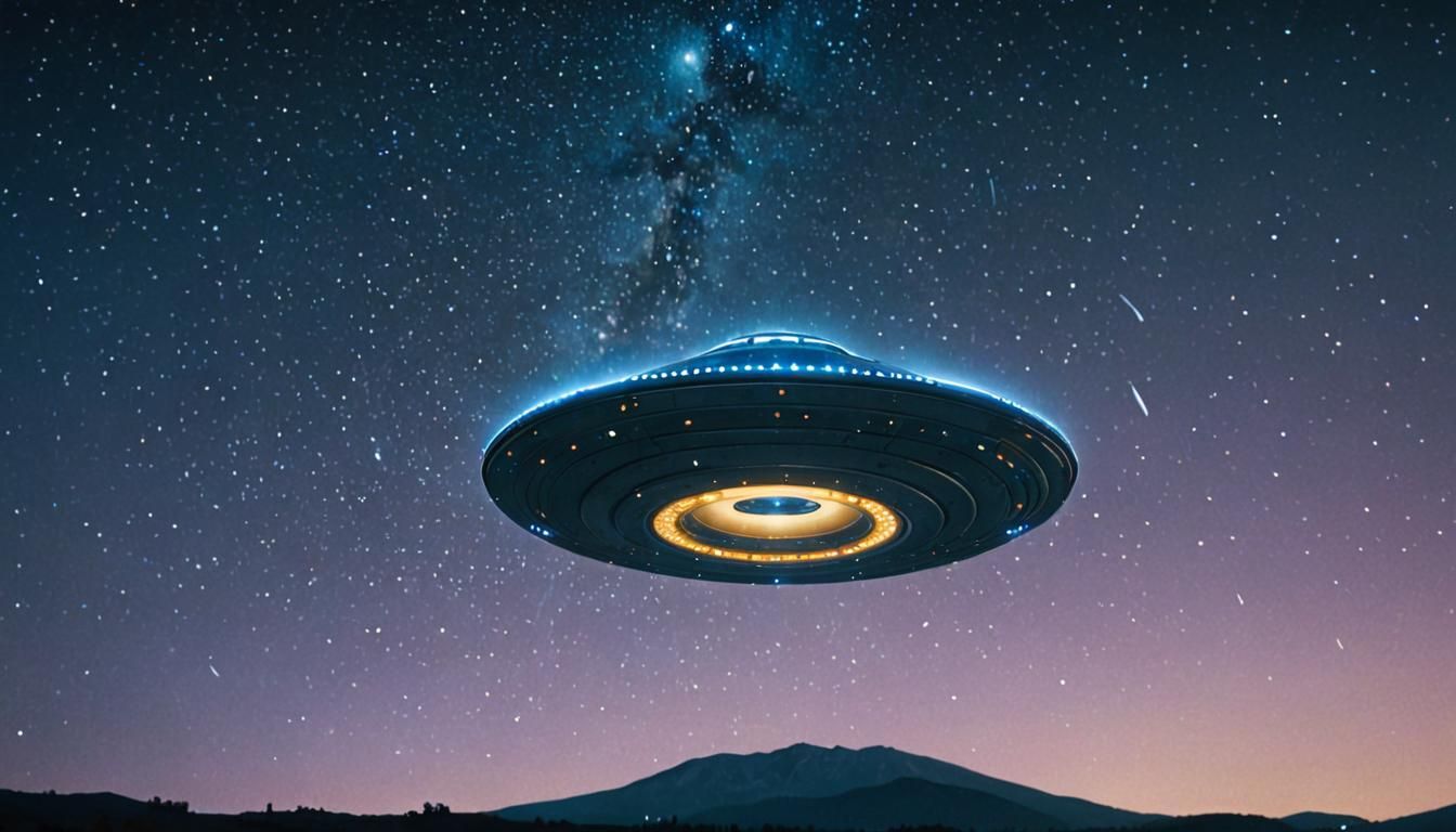 UFO in Starry Sky: Cinematic Matte Painting