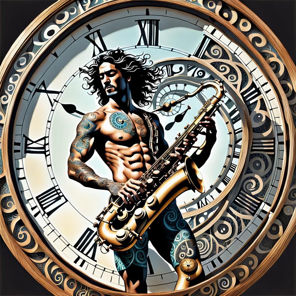Clockwork Saxophonist in a Time-Twisted Bazaar