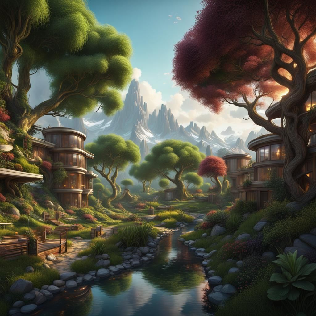 Community and Nature in Detailed Matte Painting