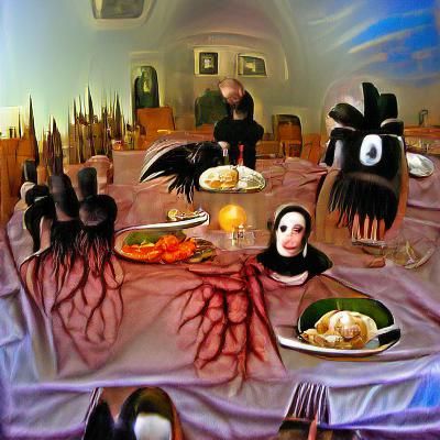 Surreal Gothic Thanksgiving Dinner Scene