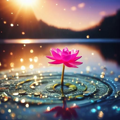 Vibrant Lotus Flower in Macro Photography Style